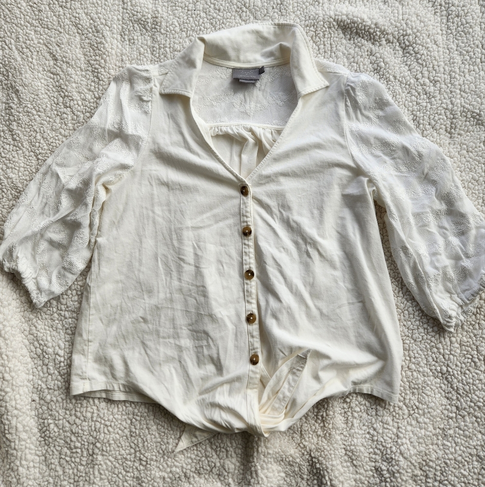VanessaVirginia by anthropologie size medium front tie blouse billowy sl…
